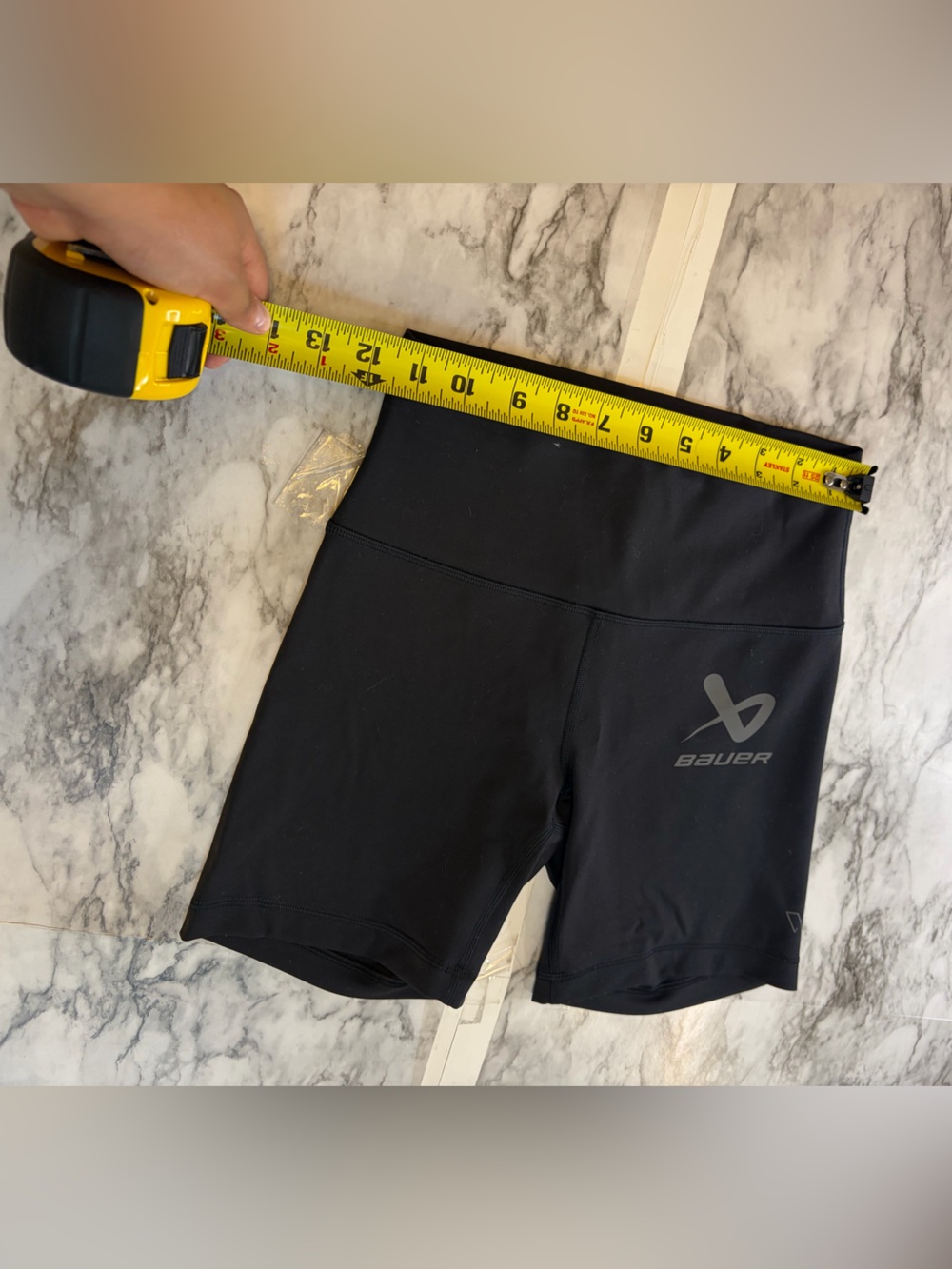 Bauer Black Lululemon High-Rise Bike Shorts with Reflective Logo - Picture 4 of 4